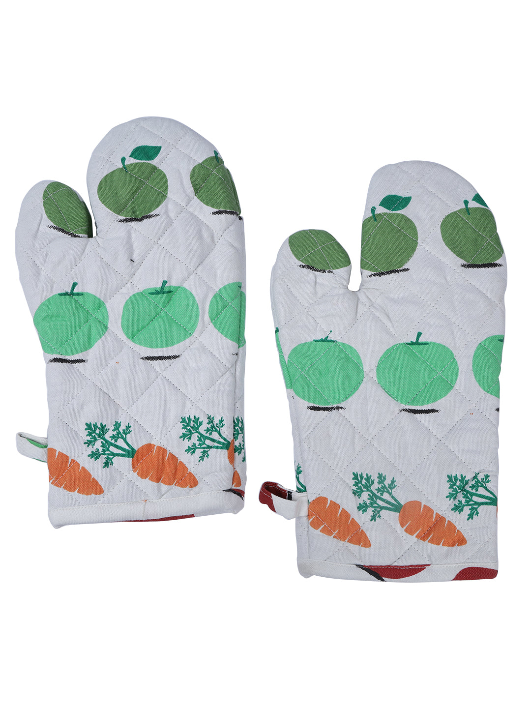 Set of 2 Quilted Heat Resistant Cotton Oven Gloves Multi Color