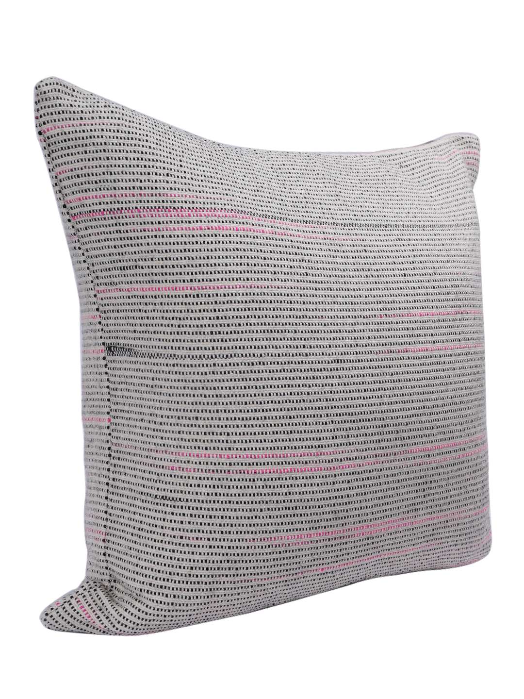 4314 Soumya Premium Throw and Cushion Cover Set with Tassels Stripe Design Off White Color, 1 Pc. Throw 50"x60", 1 pc. Cushion Cover 18"x18"