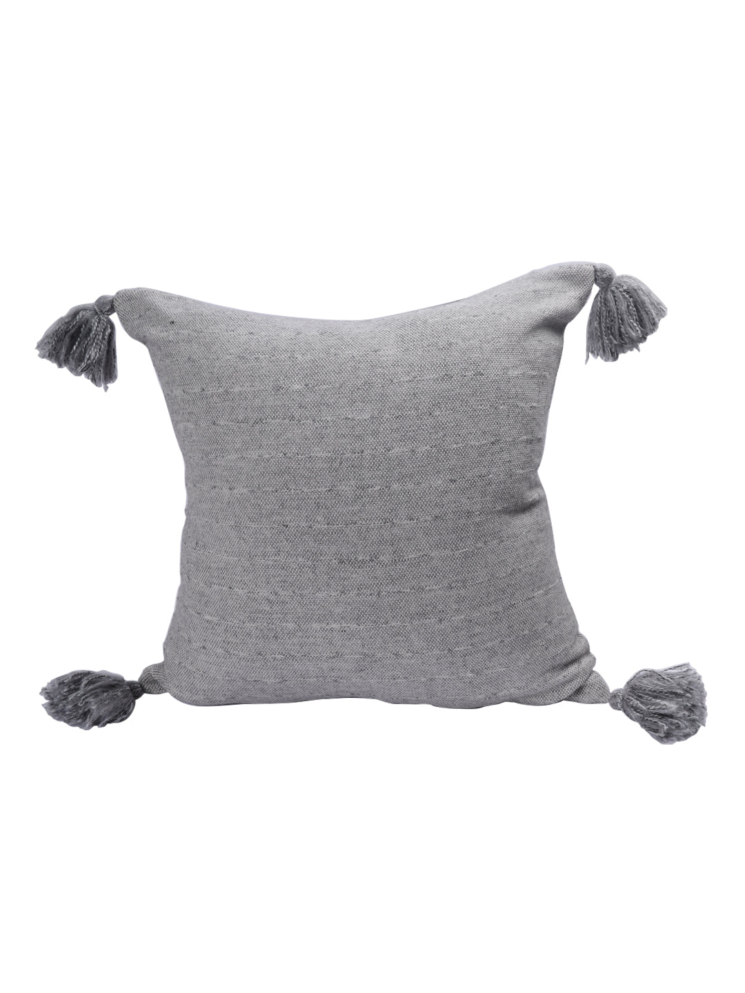 Soumya Premium Solid Throw and Cushion Cover Set with Tassels Grey Color 1 pc
