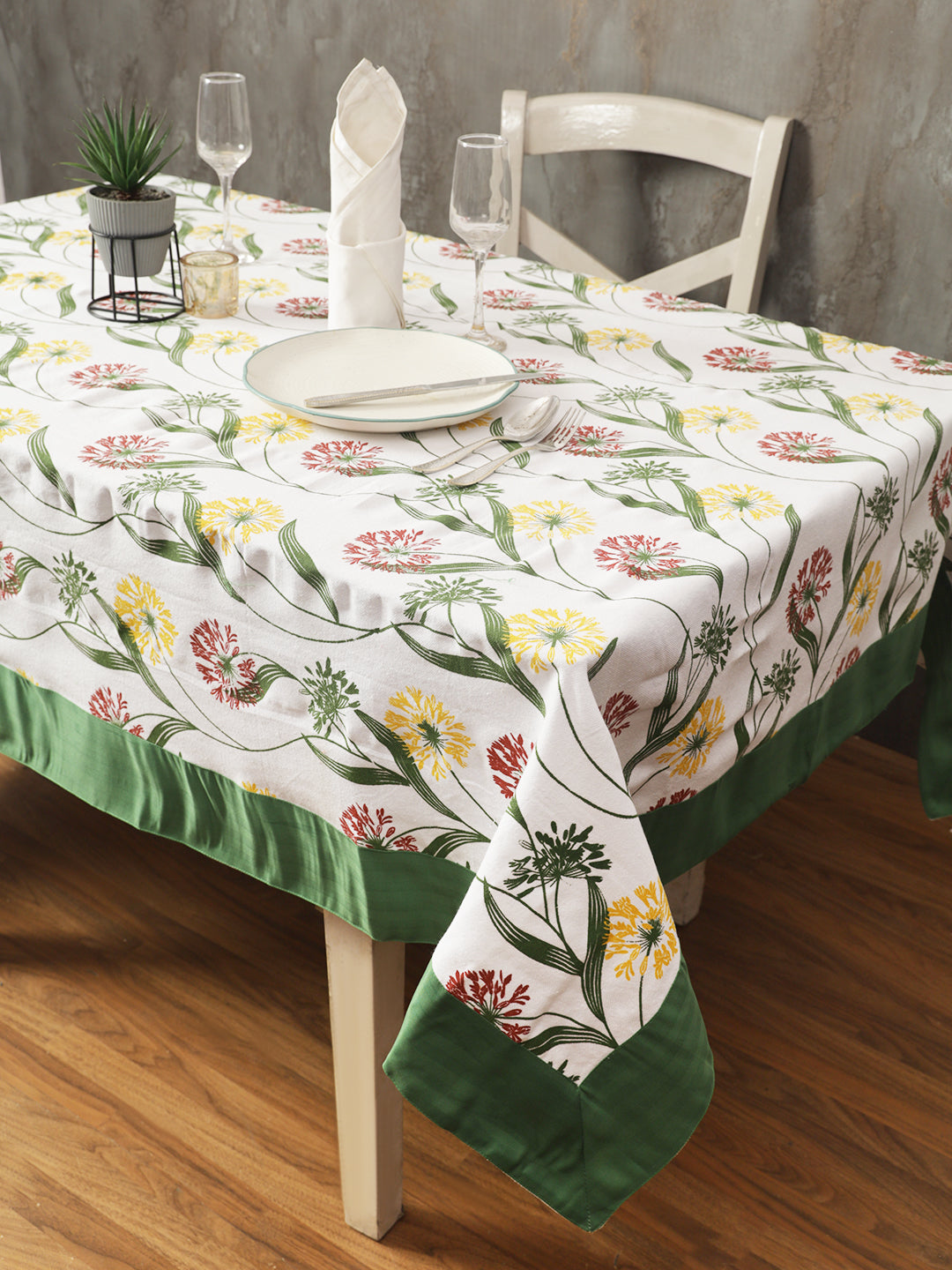 Table Covers in Green color made with  Cotton Material , Kitchen Linen - 1 pc