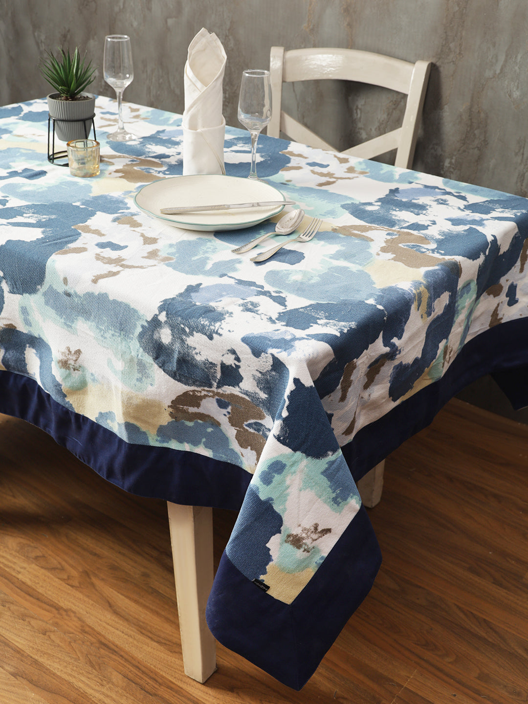 Table Covers in Blue color made with  Cotton Material , Kitchen Linen - 1 pc