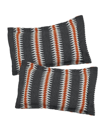 Set of 2 Geometric Design Multi Color Cotton Pillow Cover