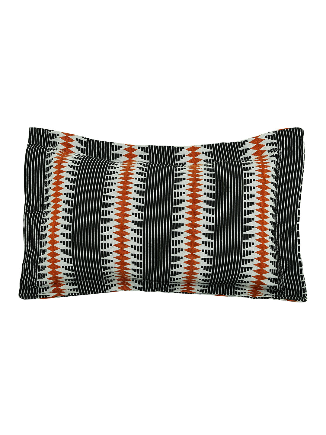 Set of 2 Geometric Design Multi Color Cotton Pillow Cover