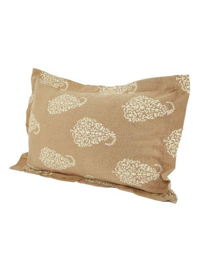 Set of 2 Premium Cotton Printed Beige Color Cotton Pillow Cover