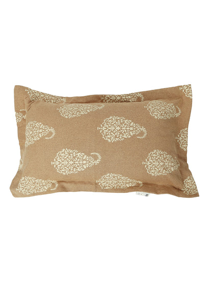 Set of 2 Premium Cotton Printed Beige Color Cotton Pillow Cover