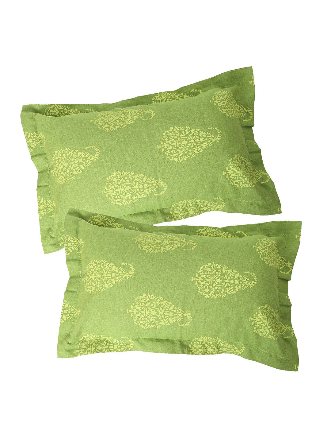 Set of 2 Premium Cotton Printed Green Color Cotton Pillow Cover