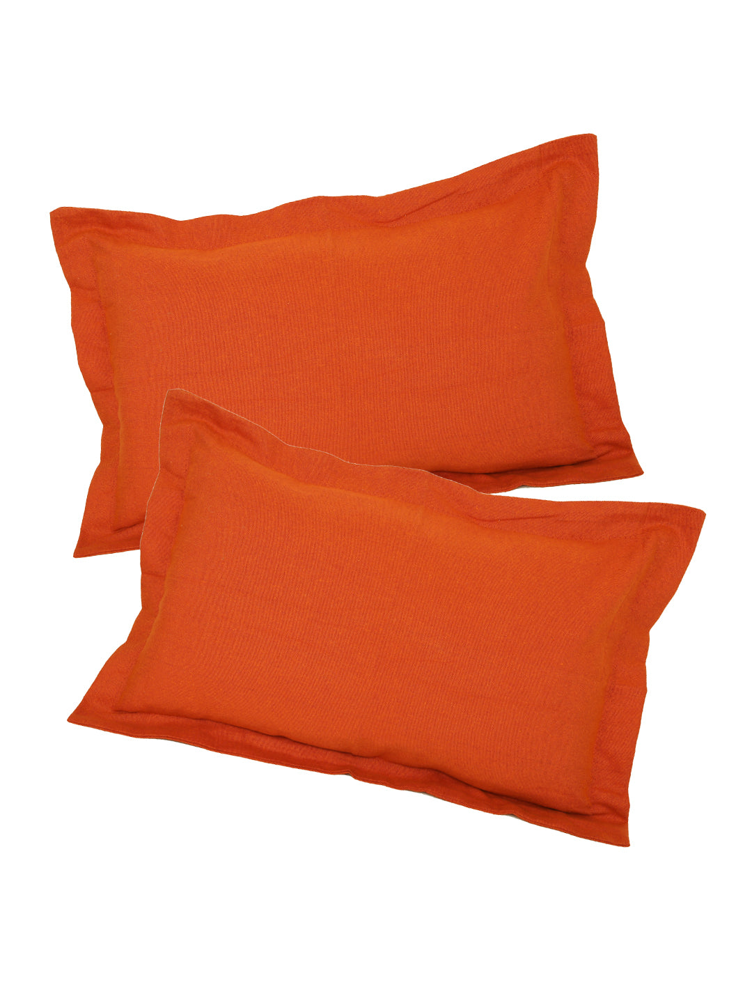 Orange Solid Cotton Pillow Cover, 2 pc Pillow Cover