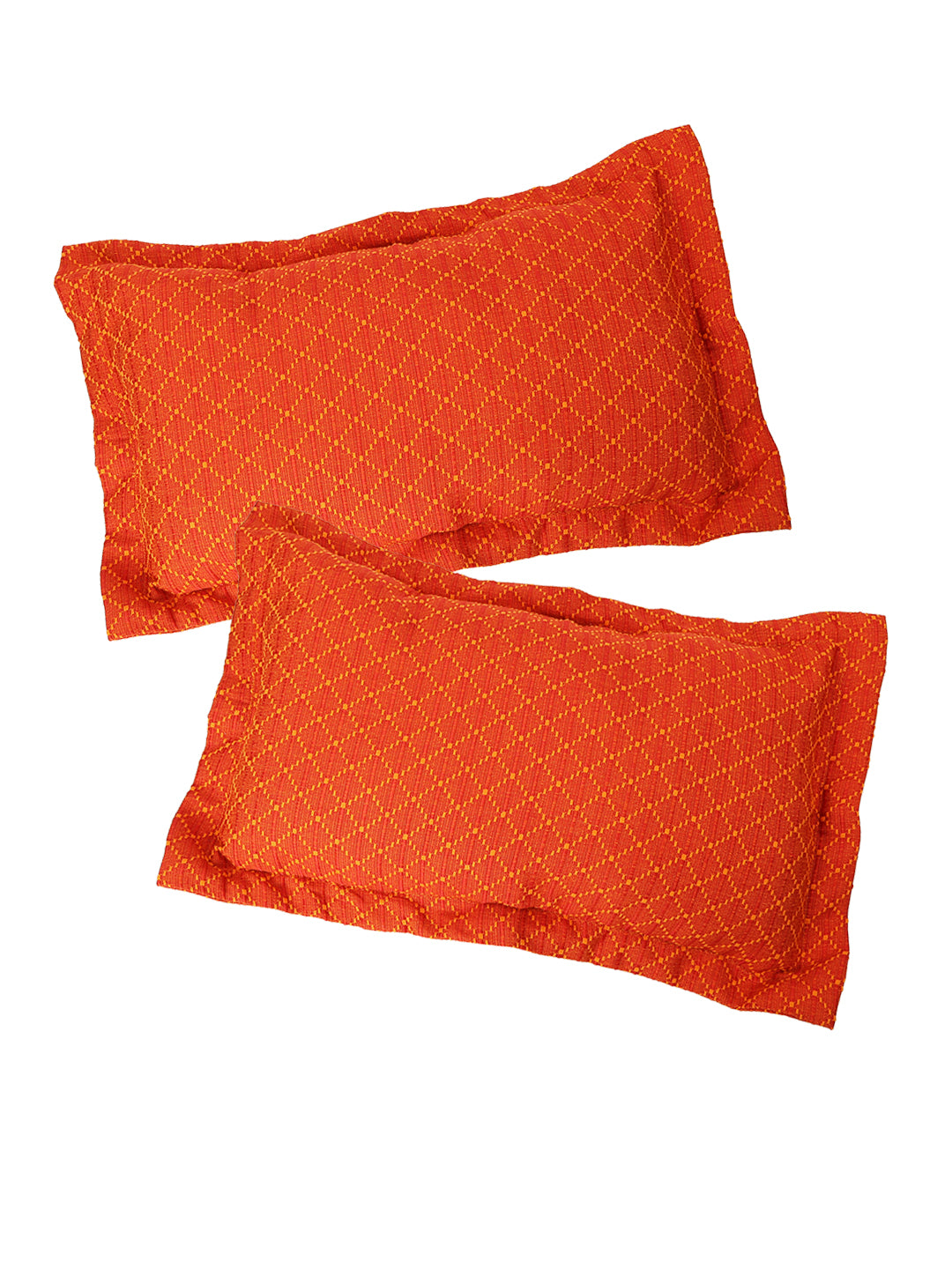 Dobby Design  Red Colour Cotton Pillow Cover, 2 pc Pillow Cover