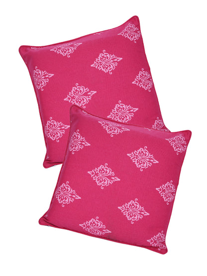 Set of 2 Premium Cotton Printed Pink Color Cushion Cover Set, 2 pc Cushion Cover