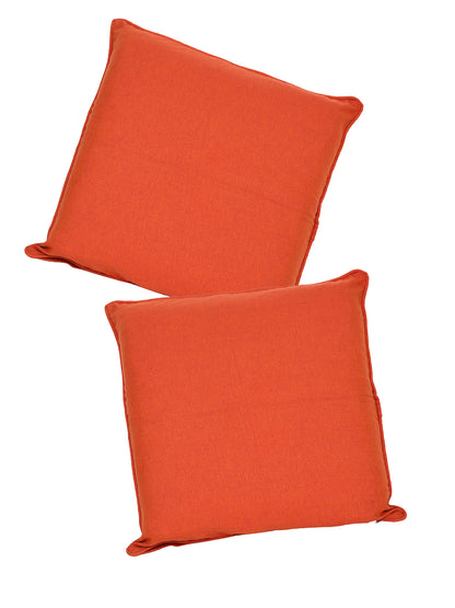 Set of 2 Premium Cotton Solid Orange Color Cushion Cover Set, 2 pc Cushion Cover