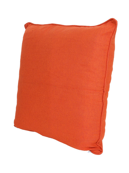 Set of 2 Premium Cotton Solid Orange Color Cushion Cover Set, 2 pc Cushion Cover