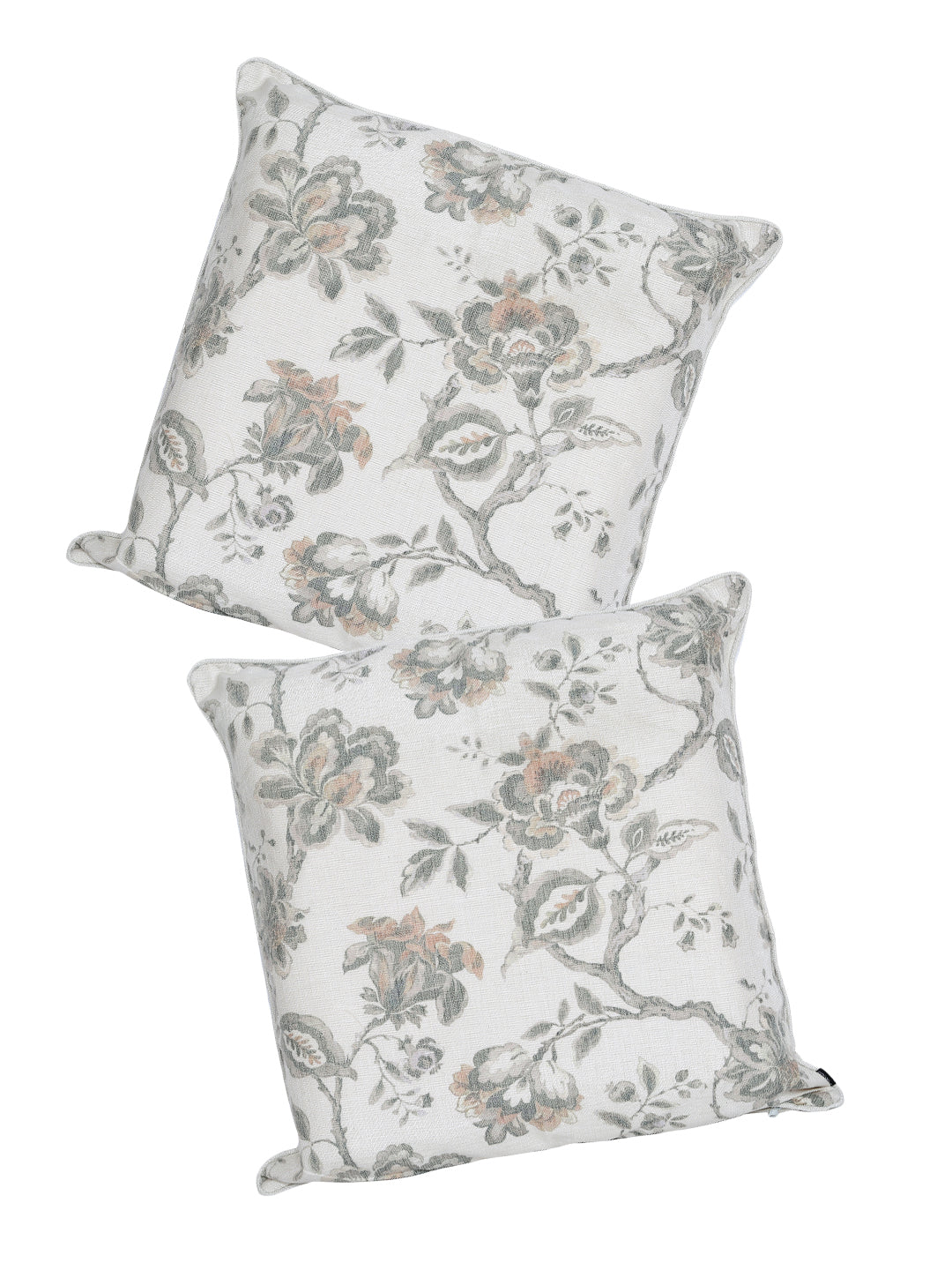 Set of 2 Premium Floral Design Green Color Cushion Cover Set, 2 pc Cushion Cover