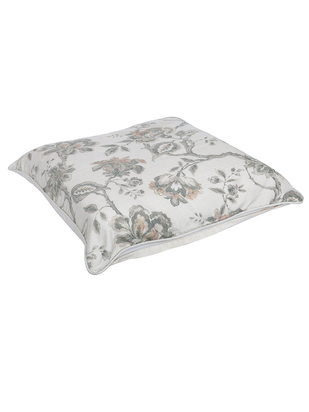 Set of 2 Premium Floral Design Green Color Cushion Cover Set, 2 pc Cushion Cover