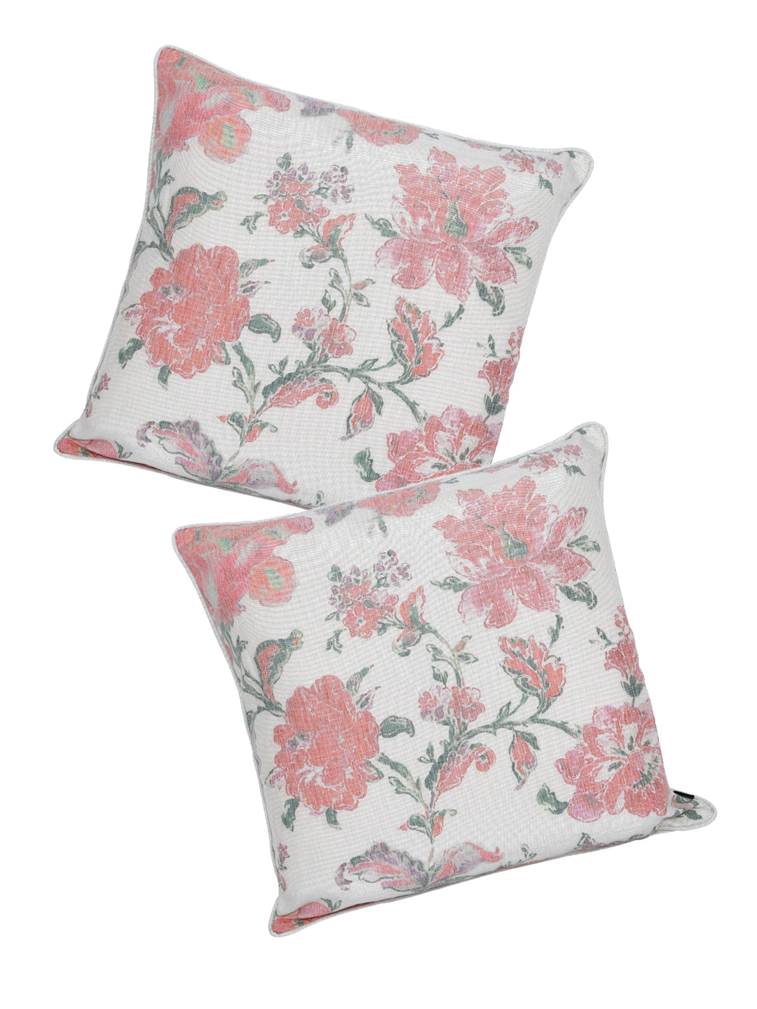 Set of 2 Premium Floral Design Red Color Cushion Cover Set, 2 pc Cushion Cover