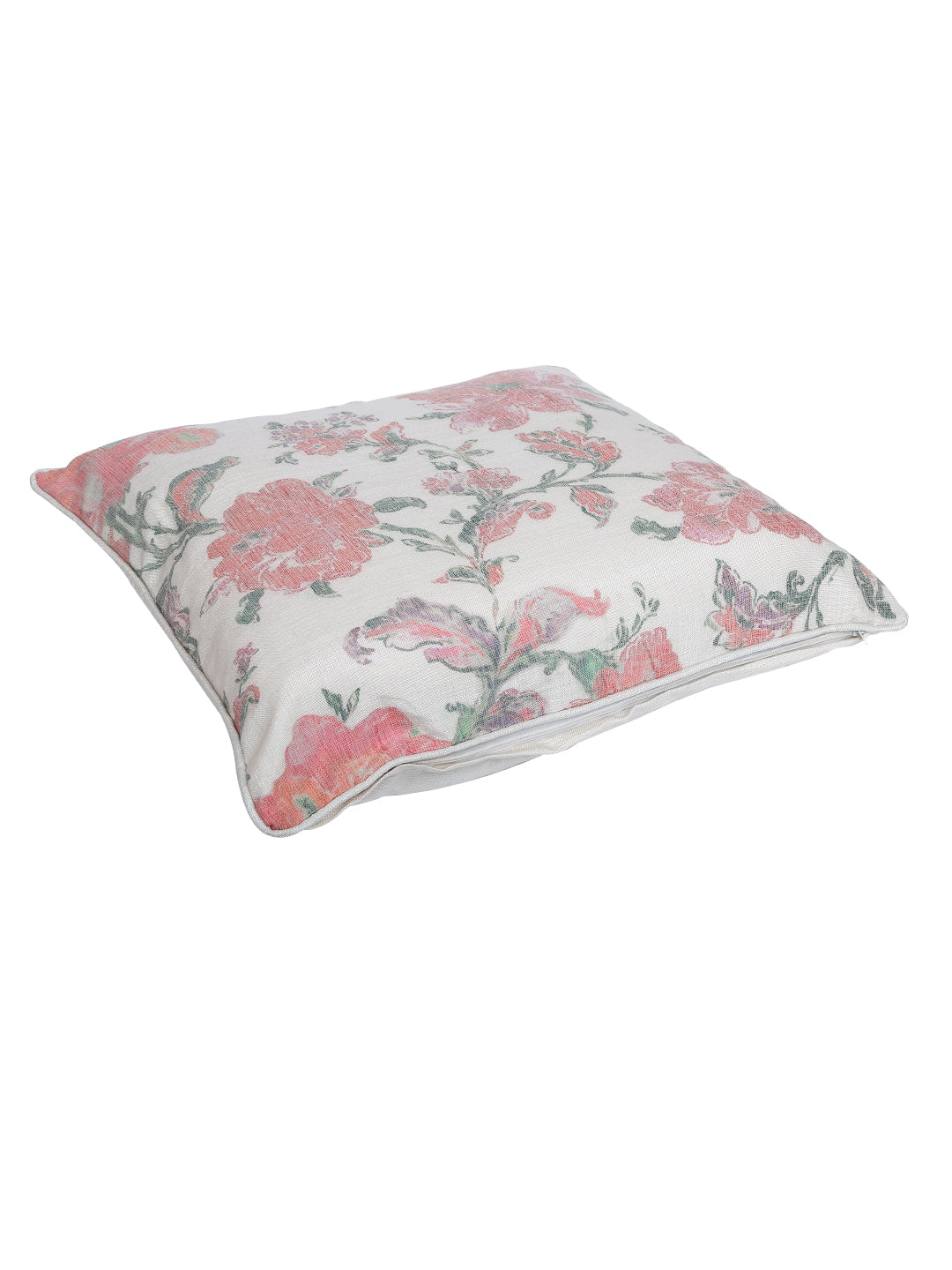 Set of 2 Premium Floral Design Red Color Cushion Cover Set, 2 pc Cushion Cover