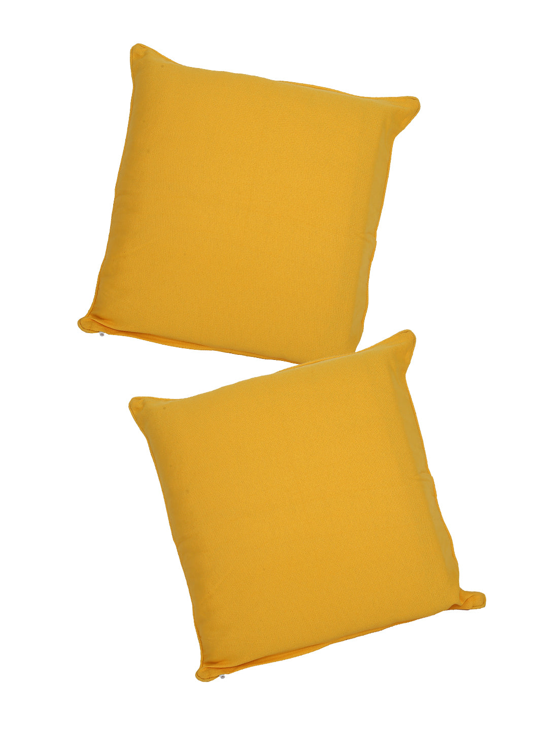 Set of 2 Premium Cotton Solid Yellow Color Cushion Cover Set, 2 pc Cushion Cover