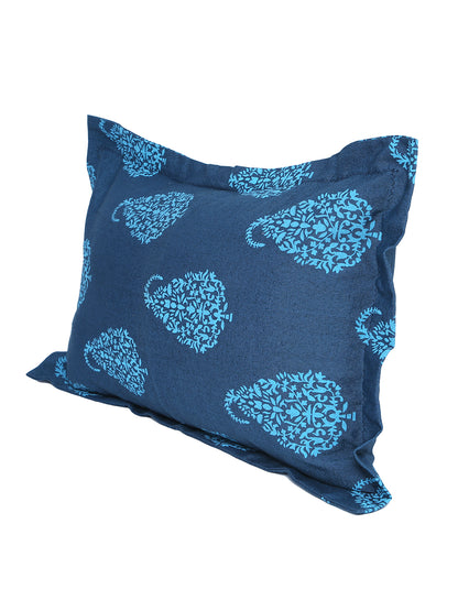 Set of 2 Premium Cotton Printed Blue Color Cotton Pillow Cover