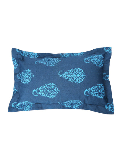 Set of 2 Premium Cotton Printed Blue Color Cotton Pillow Cover