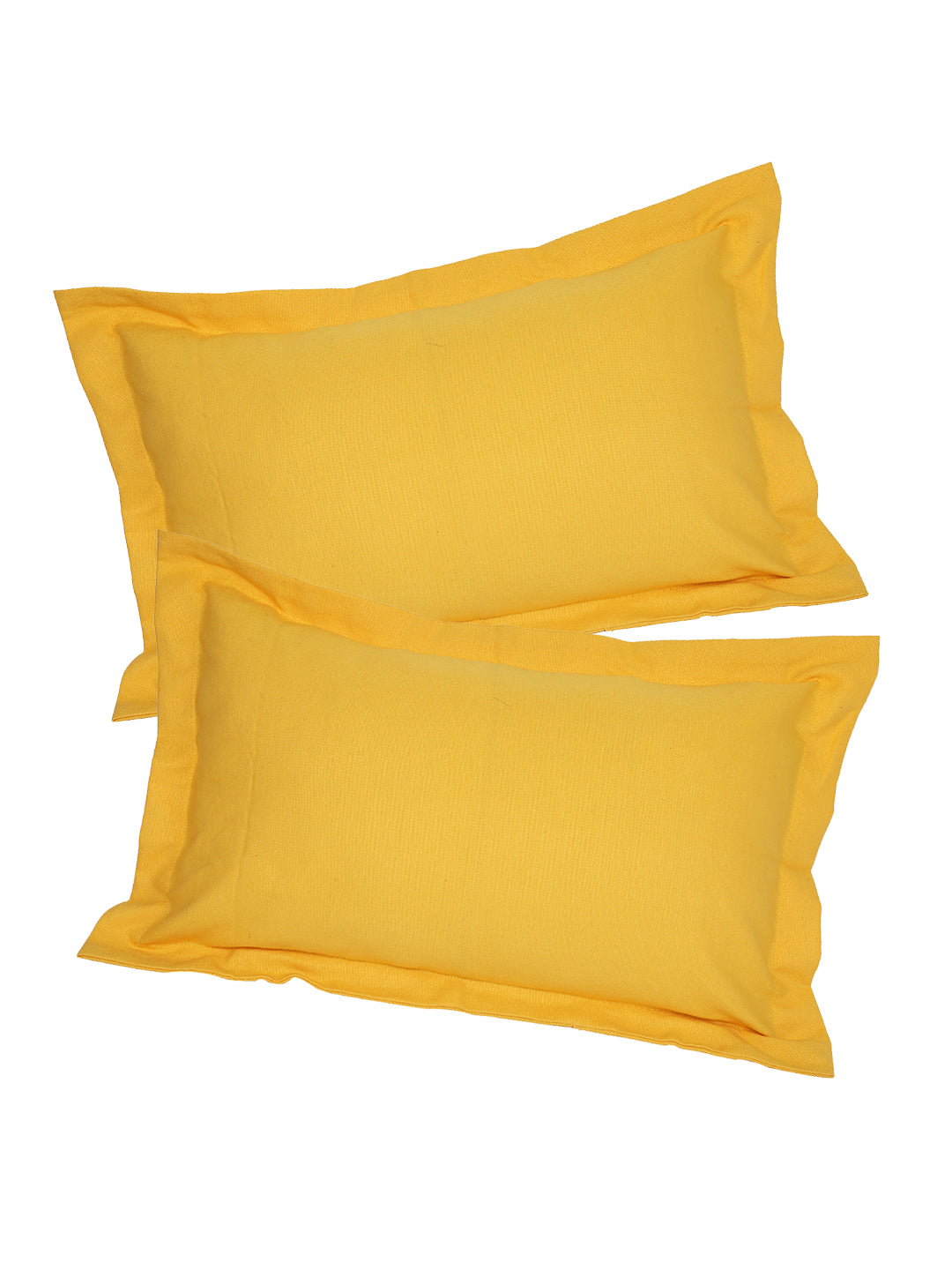 Yellow Solid Cotton Pillow Cover, 2 pc Pillow Cover
