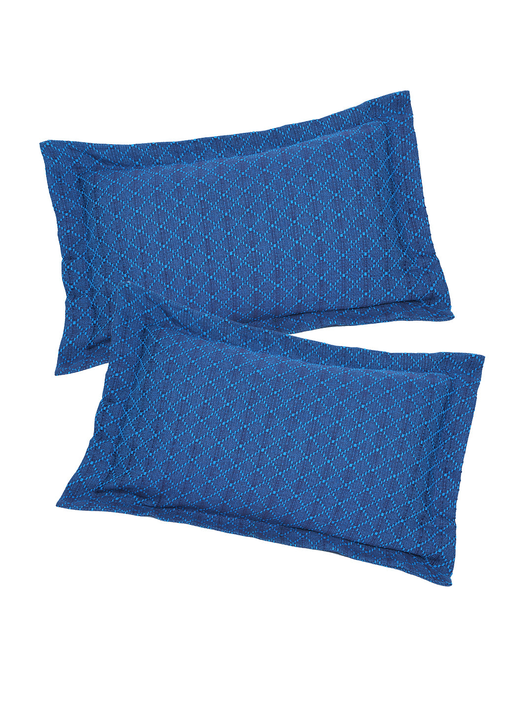 Dobby Design Blue Colour Cotton Pillow Cover, 2 pc Pillow Cover