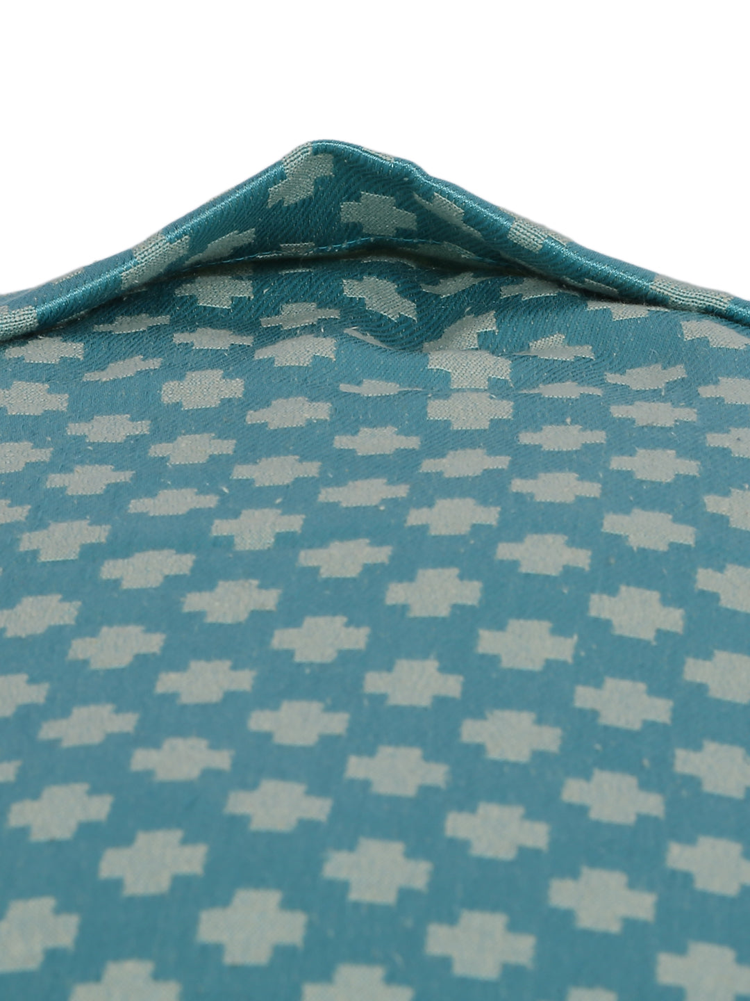 Set of 2 Premium Cotton Satin Geometric Design Blue Color Pillow Cover
