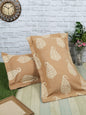 Set of 2 Premium Cotton Printed Beige Color Cotton Pillow Cover