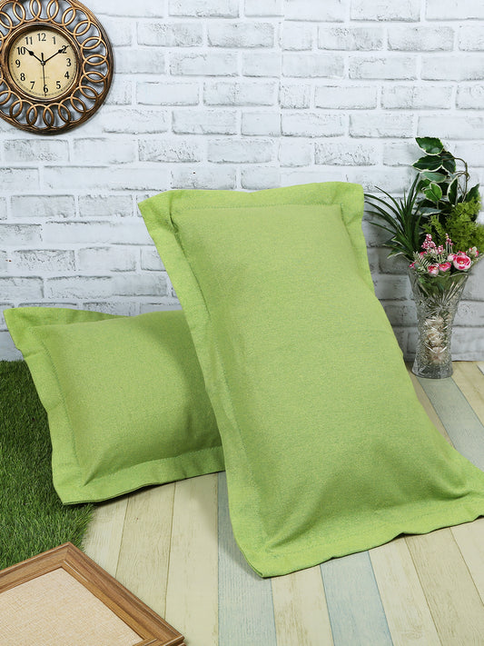 Green Solid Cotton Pillow Cover, 2 pc Pillow Cover