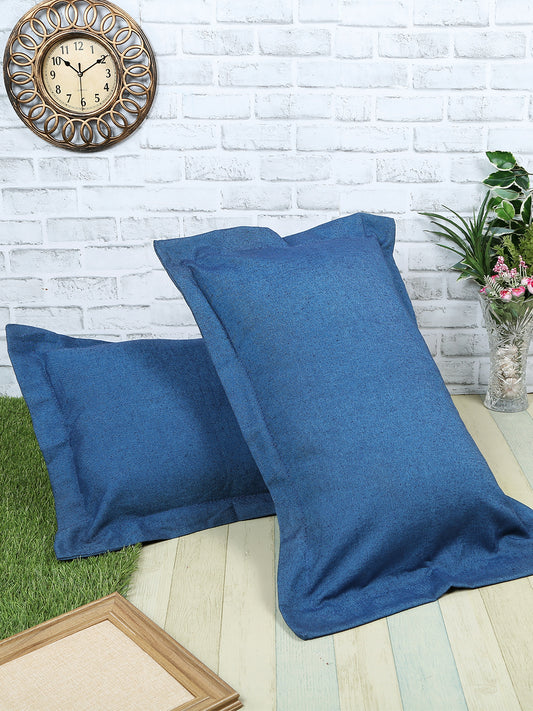 Blue Solid Cotton Pillow Cover, 2 pc Pillow Cover