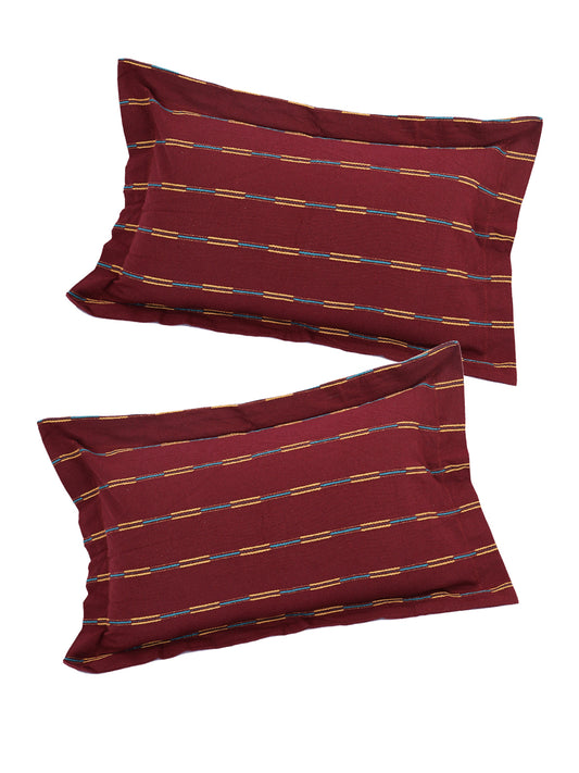 Pillow Covers in Mehroon color made with  Cotton Material , Bedding - 2 Pcs