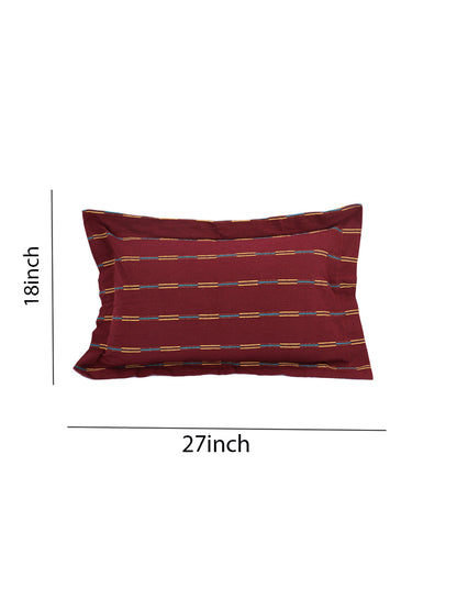 Pillow Covers in Mehroon color made with  Cotton Material , Bedding - 2 Pcs