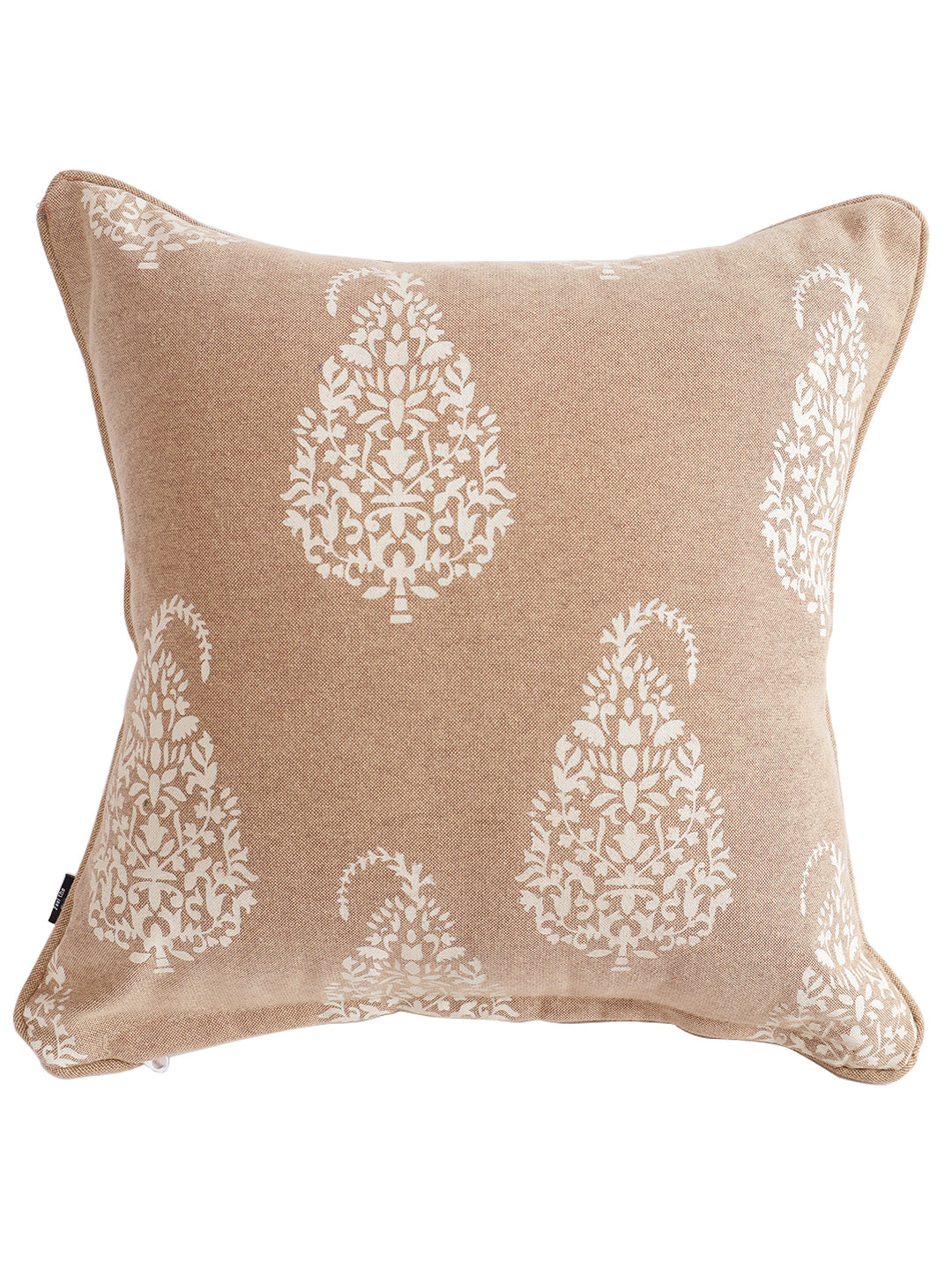 Set of 2 Premium Cotton Paisley Beige Color Cushion Cover Set