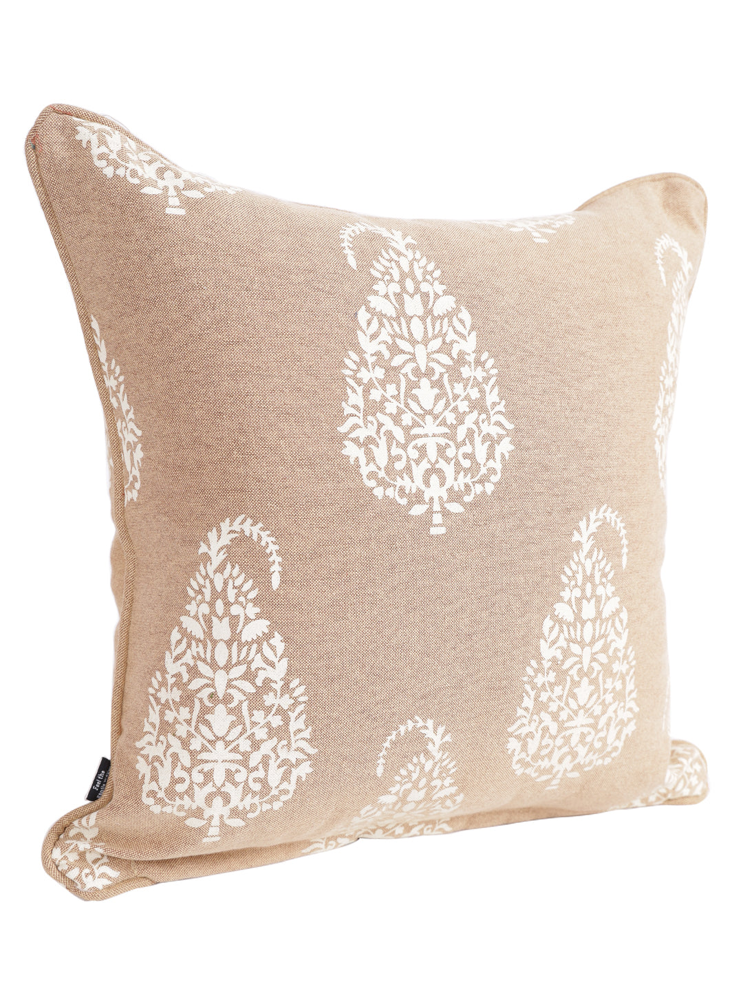 Set of 2 Premium Cotton Paisley Beige Color Cushion Cover Set