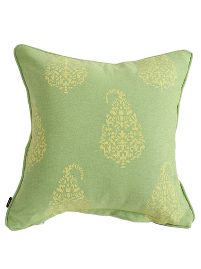 Set of 2 Premium Cotton Paisley Green Color Cushion Cover, 2 pc Cushion Cover