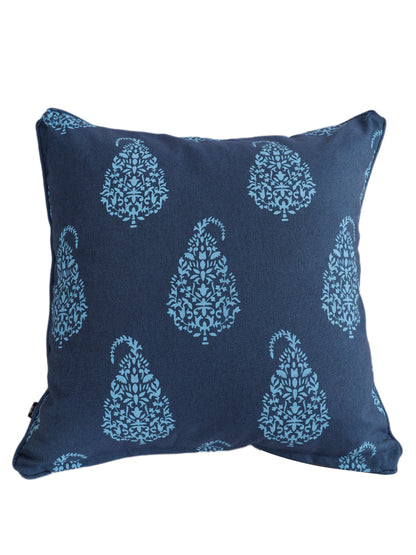 Set of 2 Premium Cotton Paisley Blue Color Cushion Cover Set, 2 pc Cushion Cover