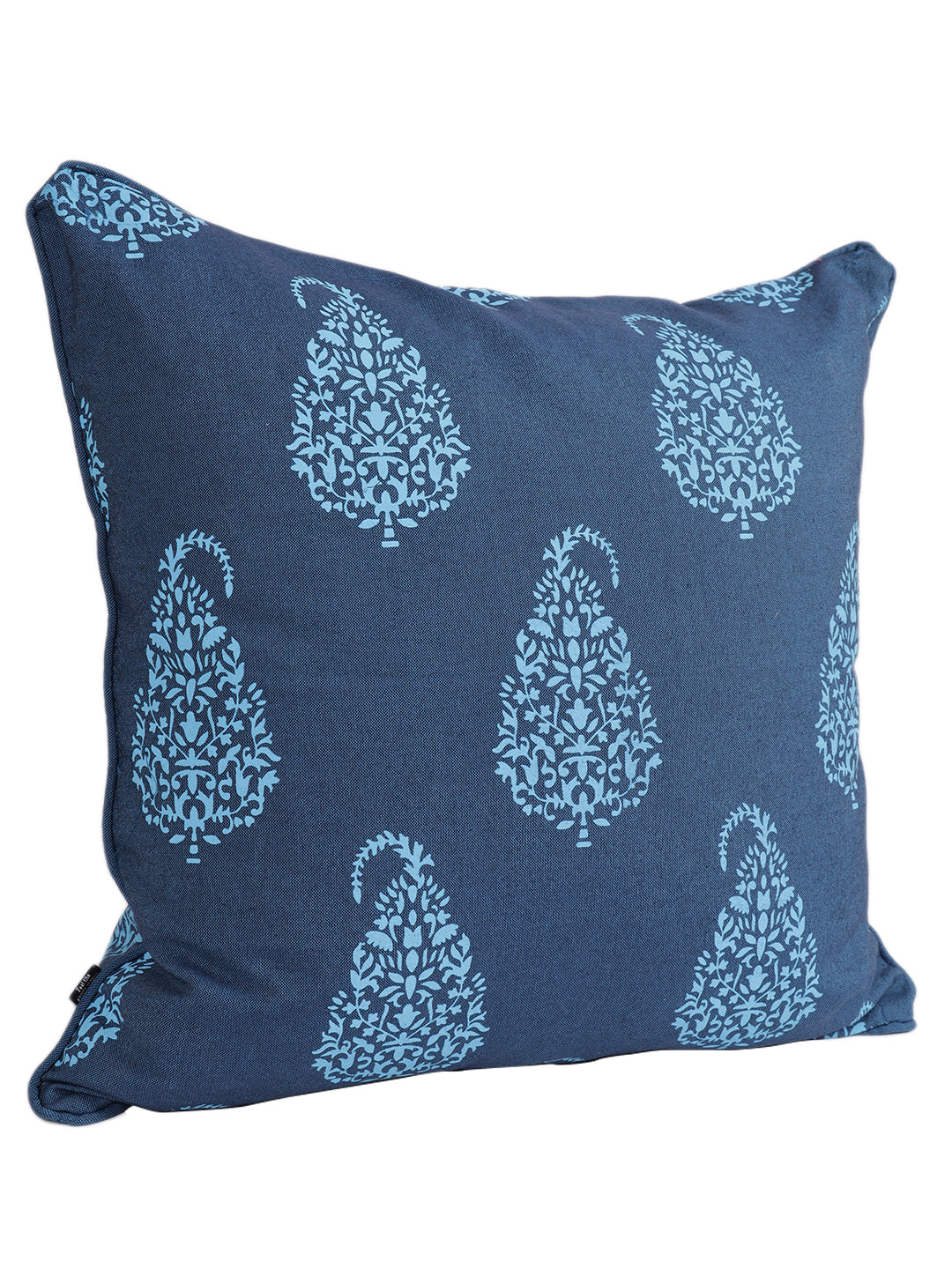 Set of 2 Premium Cotton Paisley Blue Color Cushion Cover Set, 2 pc Cushion Cover