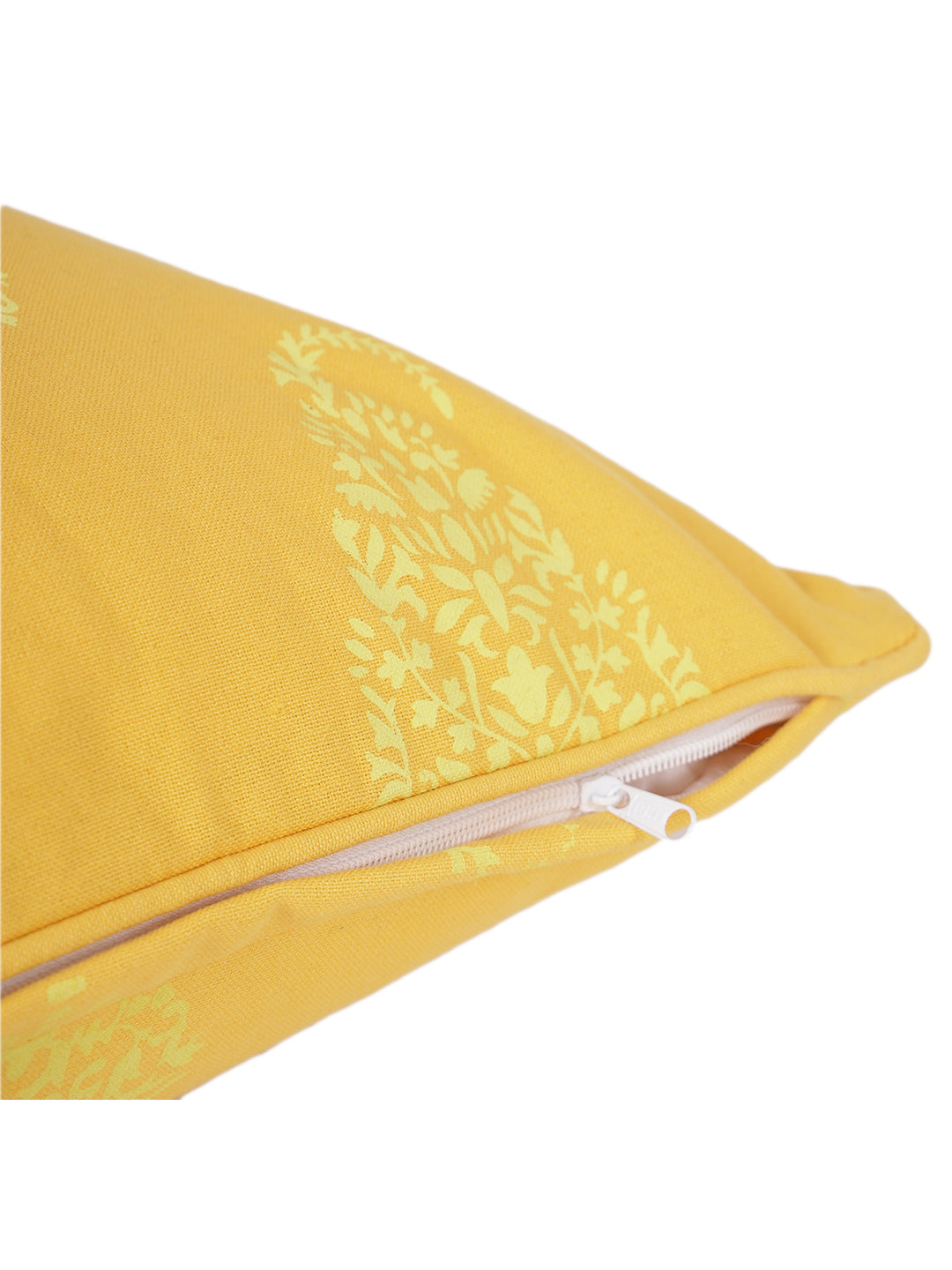 Set of 2 Premium Cotton Paisley Yellow Color Cushion Cover, 2 pc Cushion Cover
