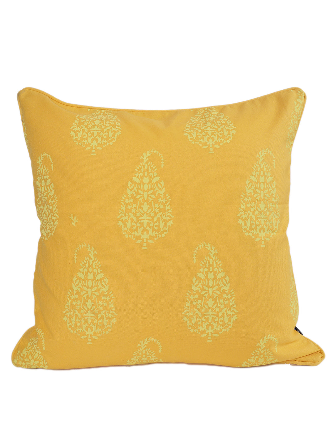 Set of 2 Premium Cotton Paisley Yellow Color Cushion Cover, 2 pc Cushion Cover