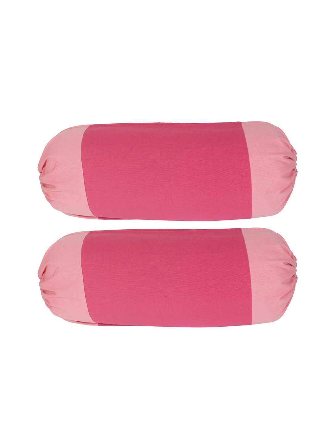 Mix n Match Cotton Solid Pink Color Bolster Cover, Pack of 2