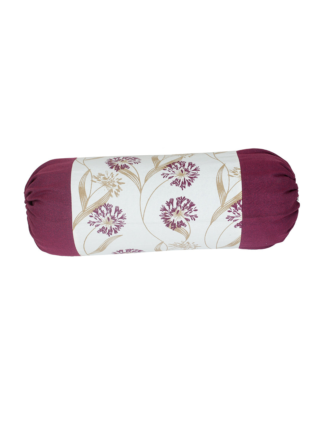 Mix n Match Cotton Floral Design Purple Color Bolster Cover, Pack of 2