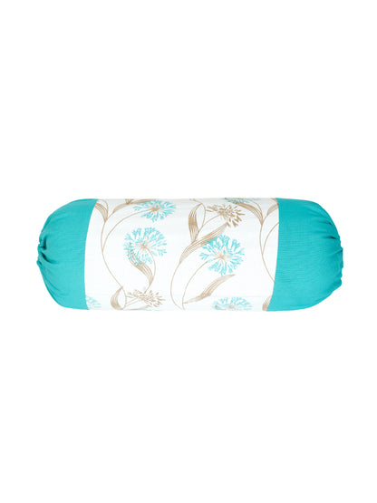 Mix n Match Cotton Floral Design Firozi Color Bolster Cover, Pack of 2