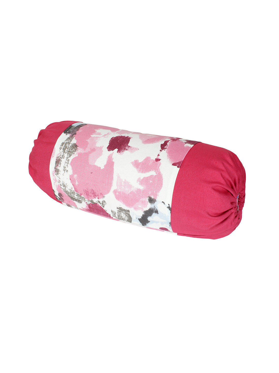 Premium Pink & White Color 200TC Cotton Bolster Cover Set - 2 Pc Set