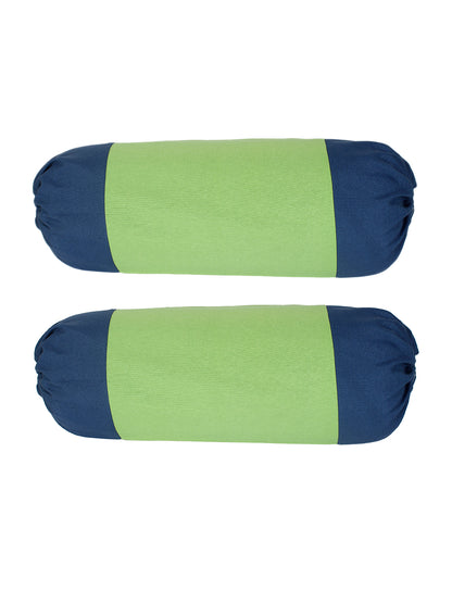 Mix n Match Cotton Solid Green Color Bolster Cover, Pack of 2