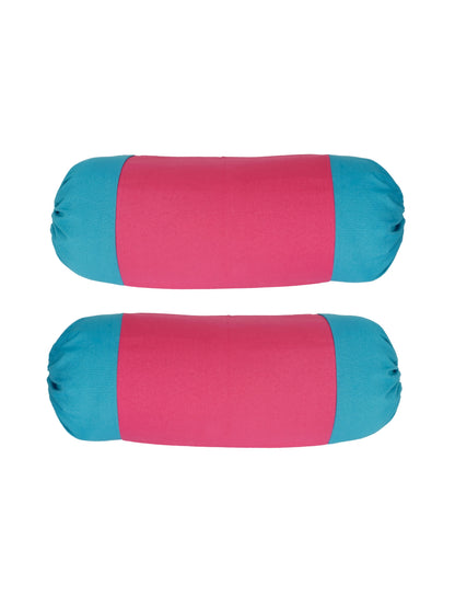 Mix n Match Cotton Solid Pink Color Bolster Cover, Pack of 2