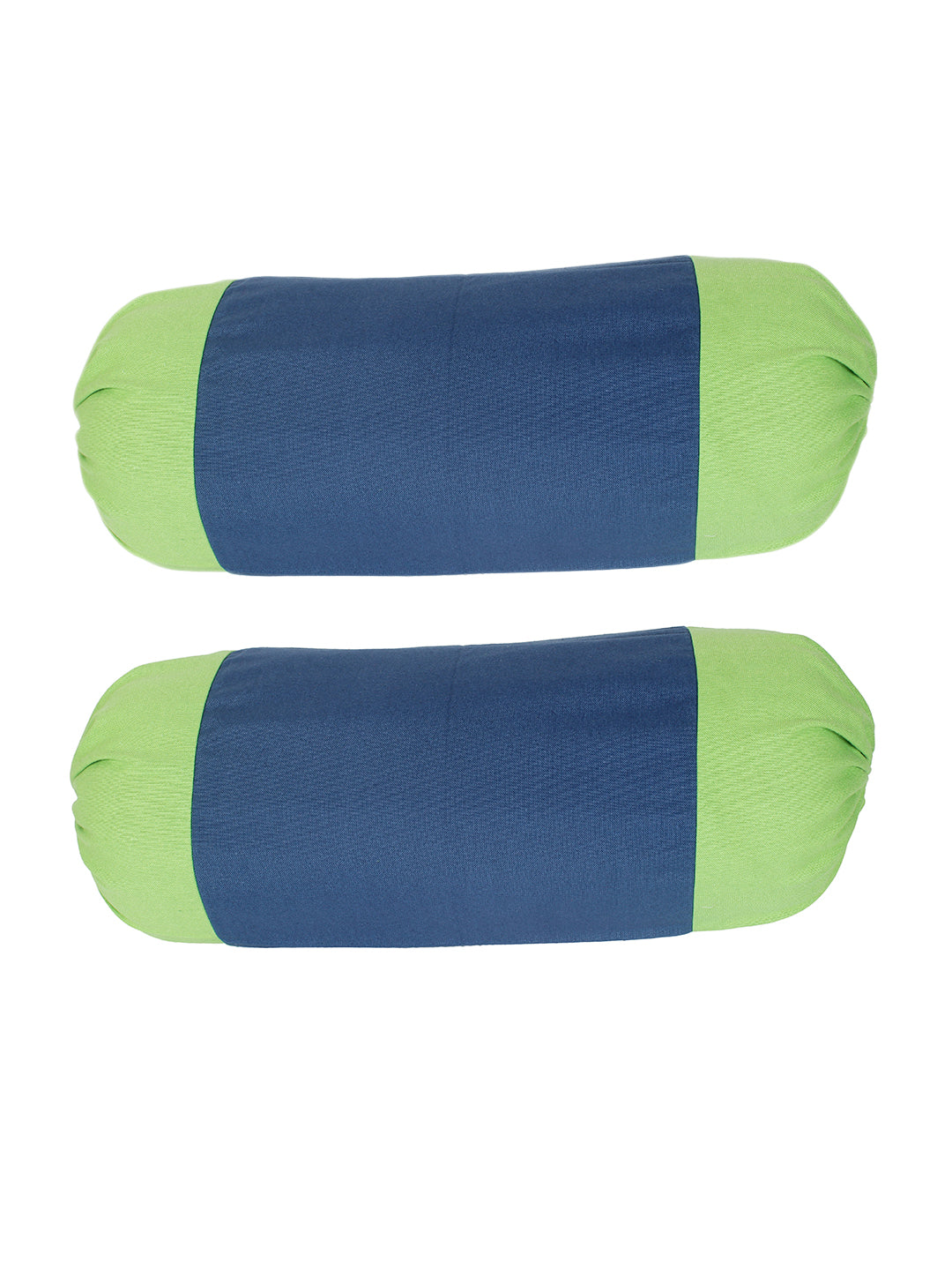 Mix n Match Cotton Solid Blue Color Bolster Cover, Pack of 2