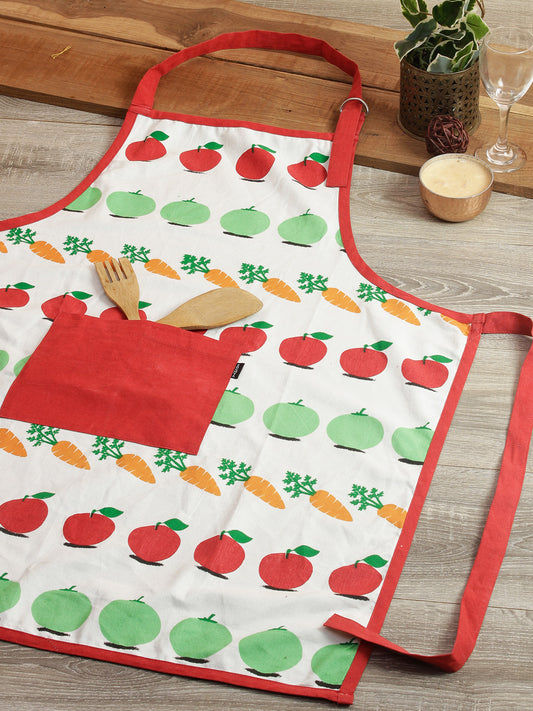 Premium Cotton Printed Kitchen Apron with Front Pocket Multi Color Apron, 1 pcs Apron