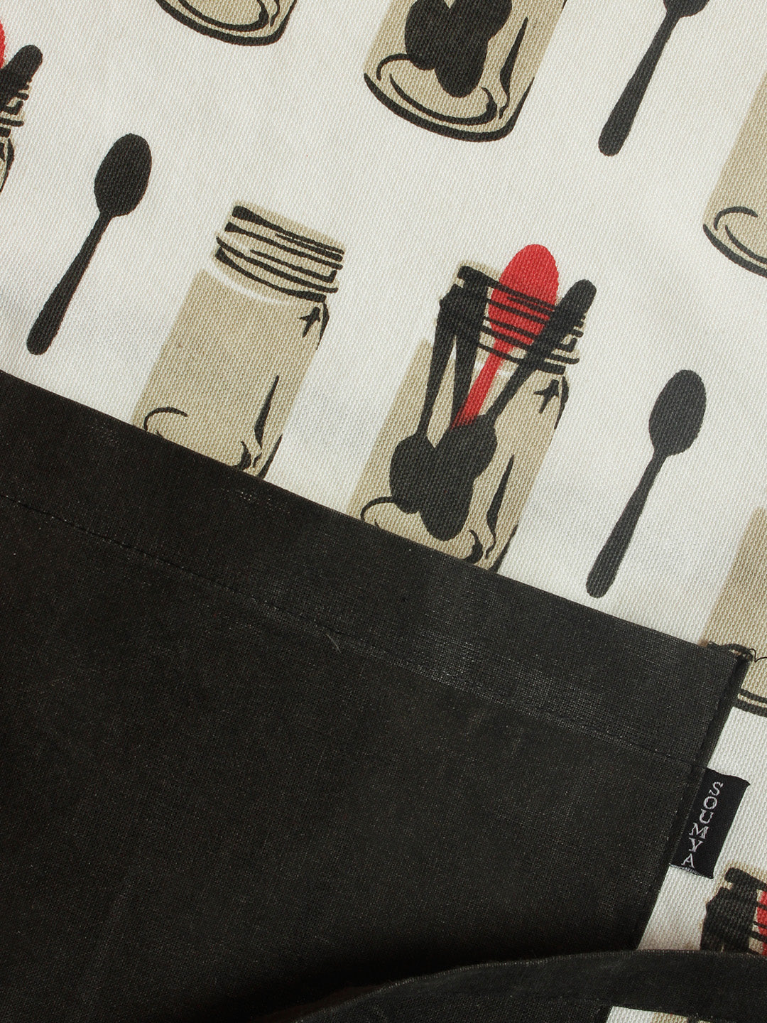 Cotton Printed Kitchen Apron with Front Pocket Black Color Apron, 1 pcs Apron