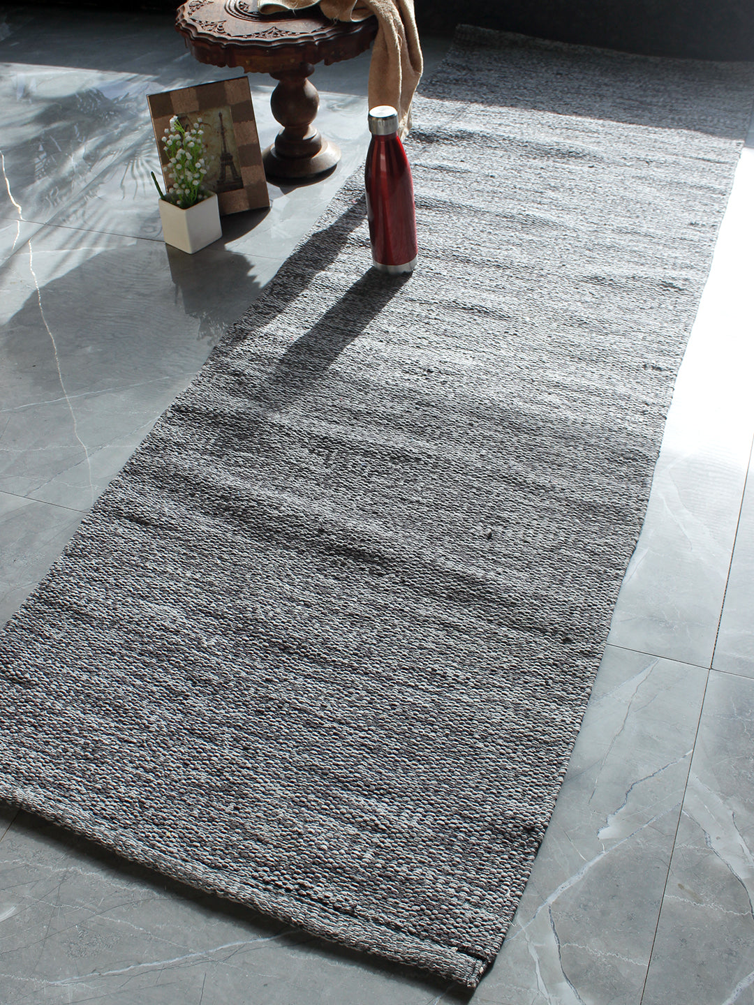 Perfect Size Cotton Yoga Mat with Shoulder Strap Anti-Skid Grey Color, Yoga mat