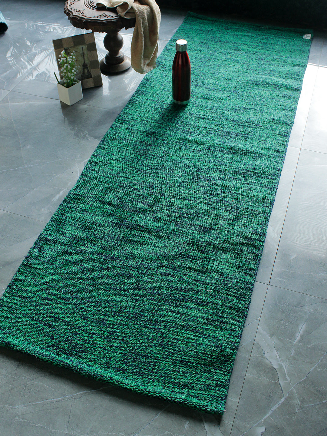 Perfect Size Cotton Yoga Mat with Shoulder Strap Anti-Skid Green Color, Yoga mat