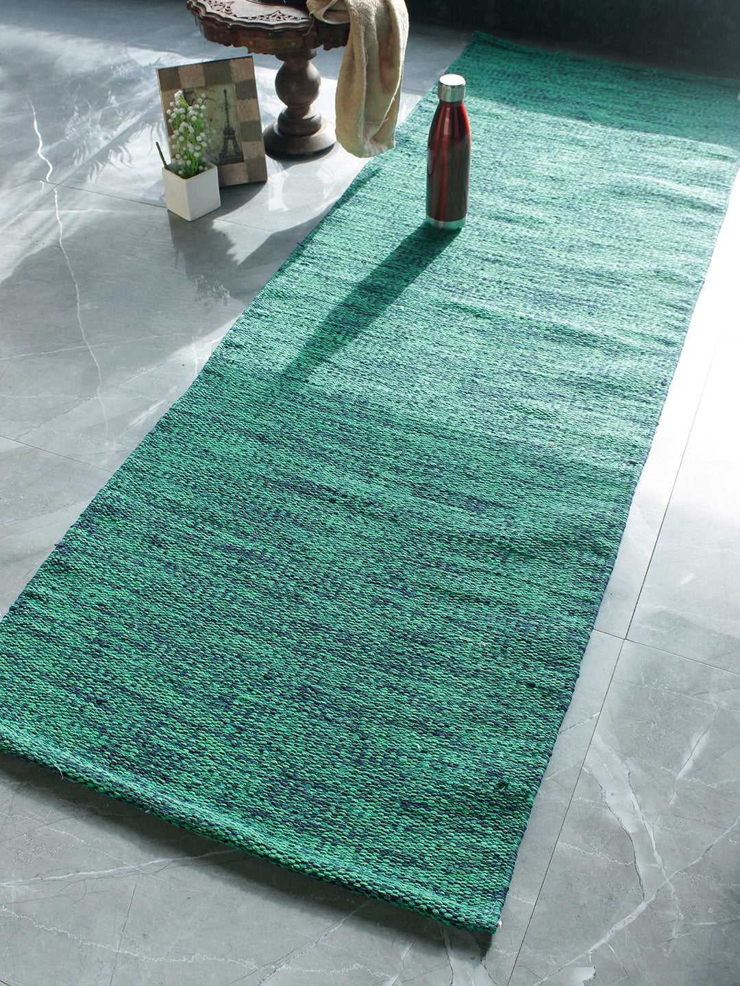 Perfect Size Cotton Yoga Mat with Shoulder Strap Anti-Skid Green Color, Yoga mat