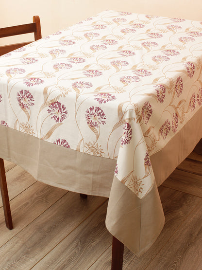 Premium Cotton Printed Design 6 Seater Dinning Table Cover- 1 pc Table Cover with 6 pcs Napkins